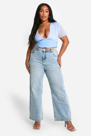 Plus Mesh Pleated Corset Top