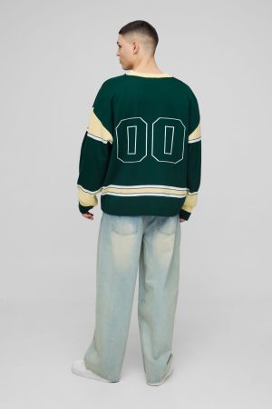 Homme Oversized Varsity Knitted Hockey Top