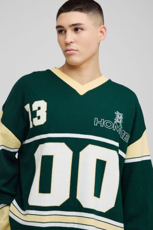 Homme Oversized Varsity Knitted Hockey Top