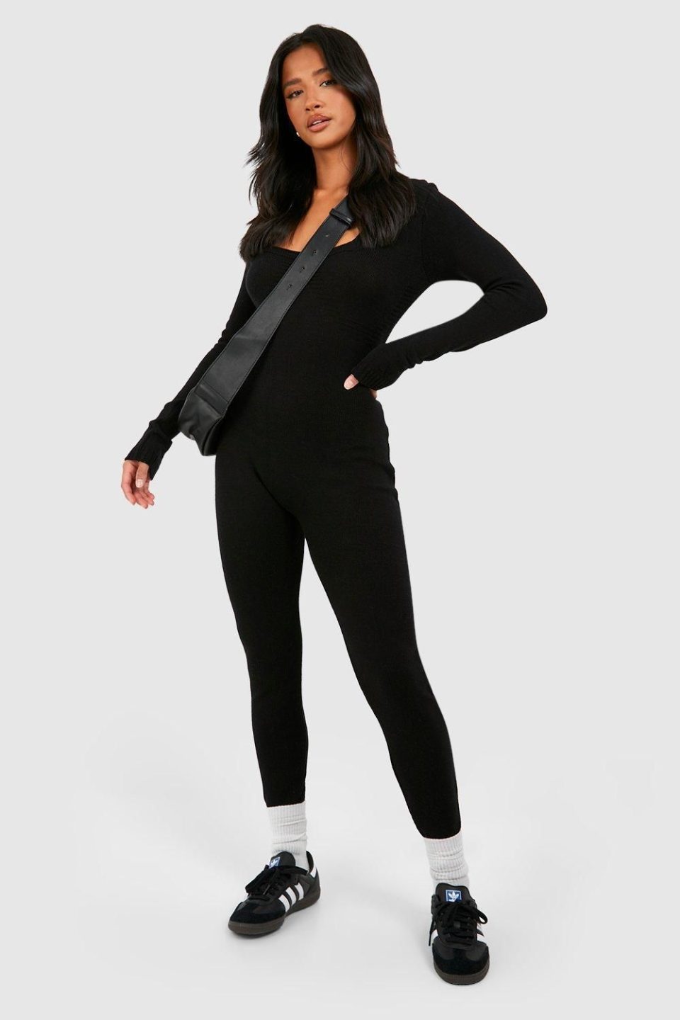 Petite Knit Scoop Neck Jumpsuit