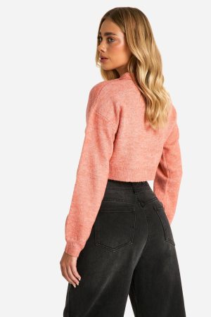Soft Knit Half Zip Crop Jumper