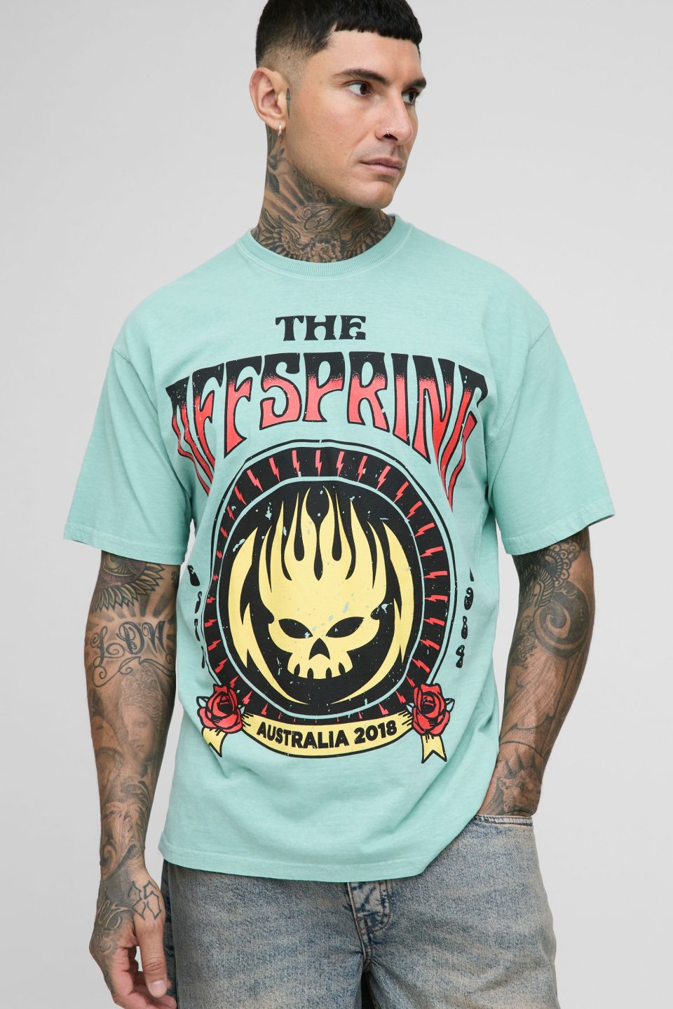 Tall The Offspring License Oversized Print Overdye T-Shirt