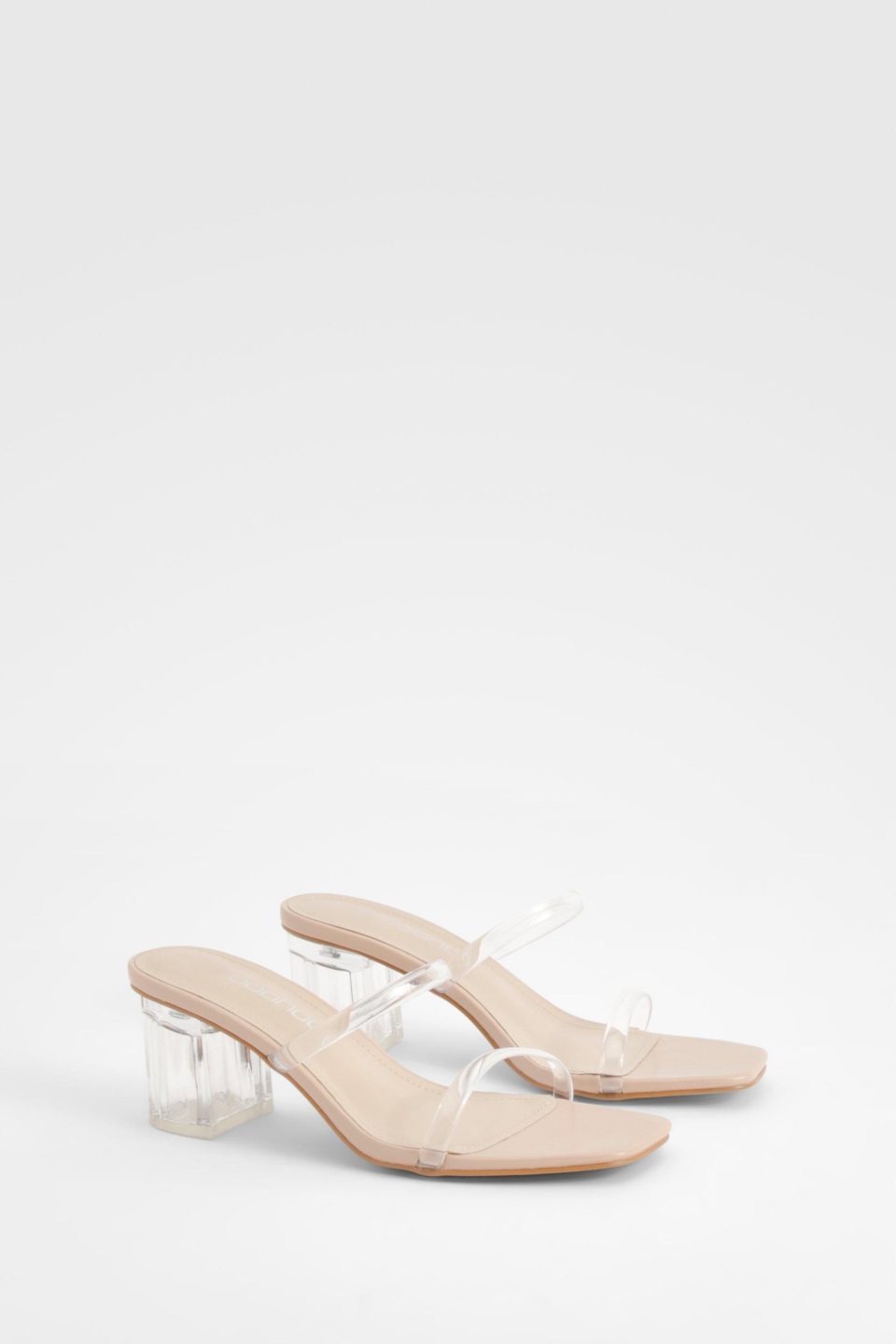 Wide Fit Clear Low Block Heeled Mules