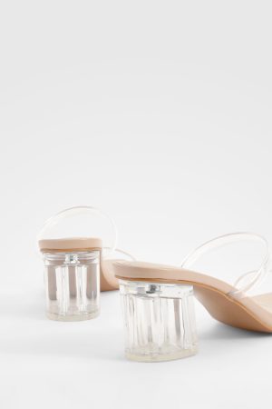 Wide Fit Clear Low Block Heeled Mules