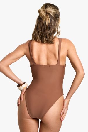 Shell Trim Ruched Cup Underwired Swimsuit