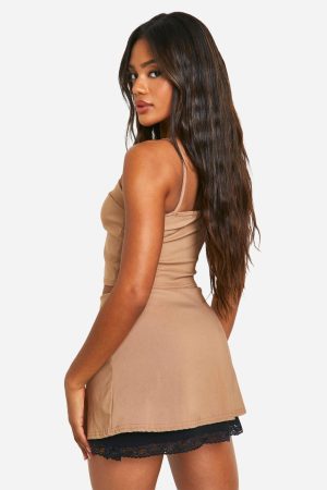 Contrast Bow Square Neck Cami & Mini Skirt