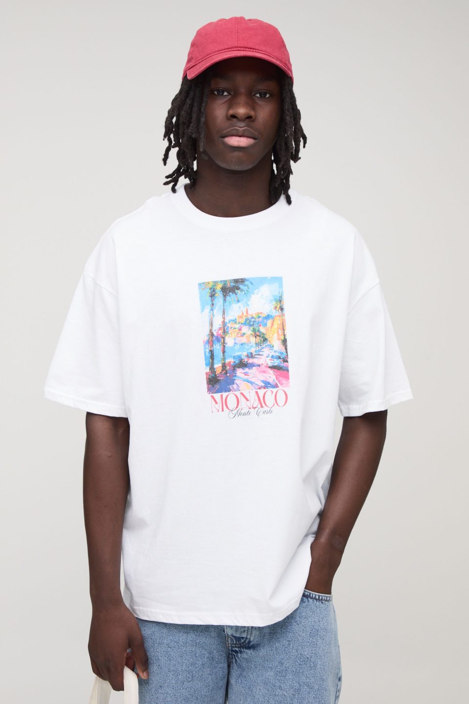 Regular Fit Oversized Monaco Landscape Graphic T-Shirt