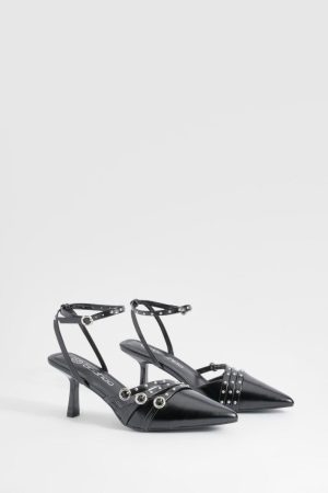 Low Stiletto Buckle Detail Court Shoe