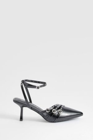 Low Stiletto Buckle Detail Court Shoe