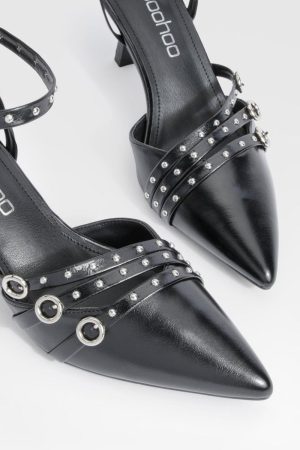 Low Stiletto Buckle Detail Court Shoe