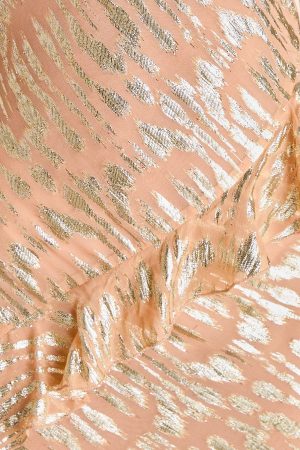 Metallic Jacquard Frill Midi Dress