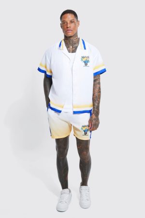 Regular Fit Miami Border Shirt And Short Set