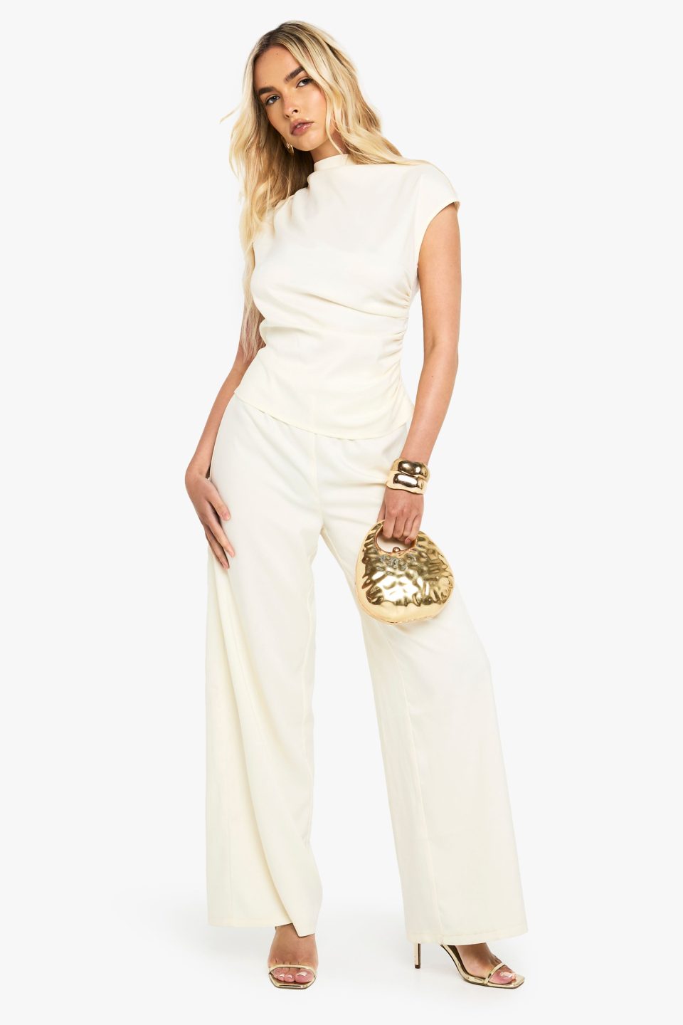 Tailored Wide Leg High Neck Jumpsuit