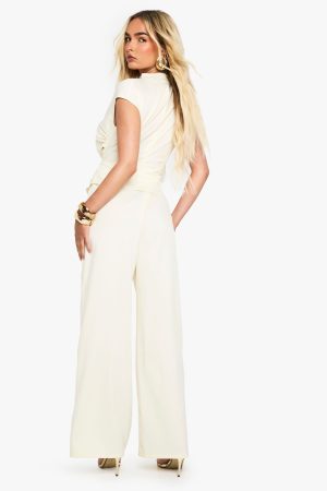 Tailored Wide Leg High Neck Jumpsuit