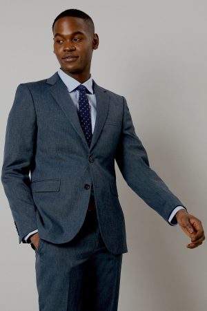 Navy Marl Slim Fit Suit Jacket