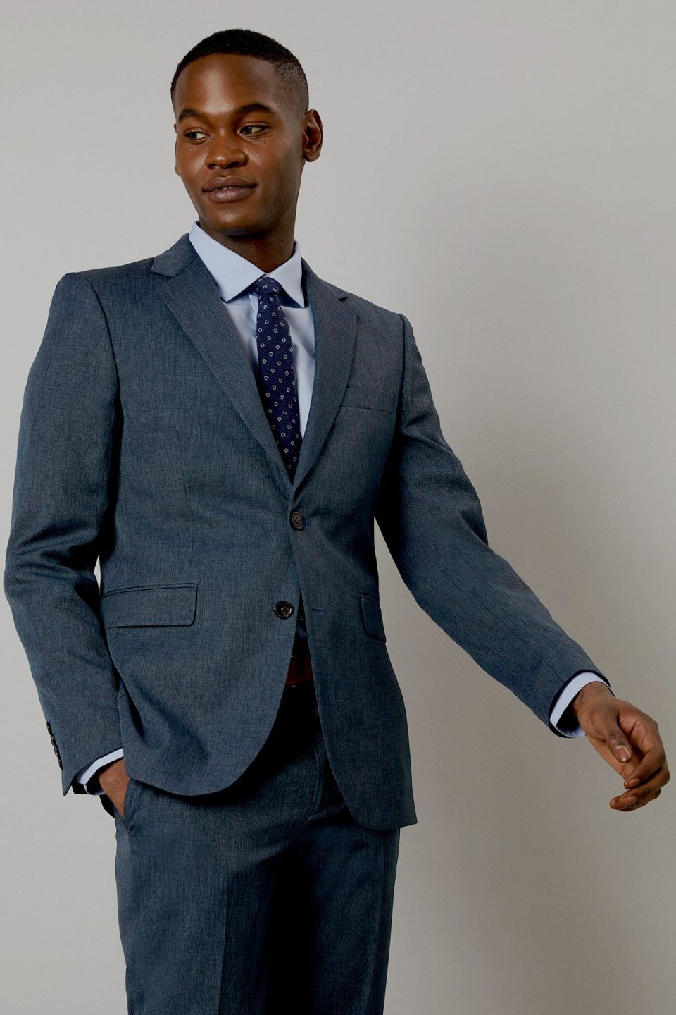Navy Marl Slim Fit Suit Jacket