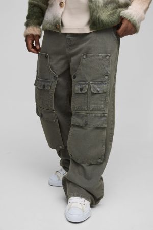 Plus Removable Carpenter Panel Relaxed Fit Cargo Jeans
