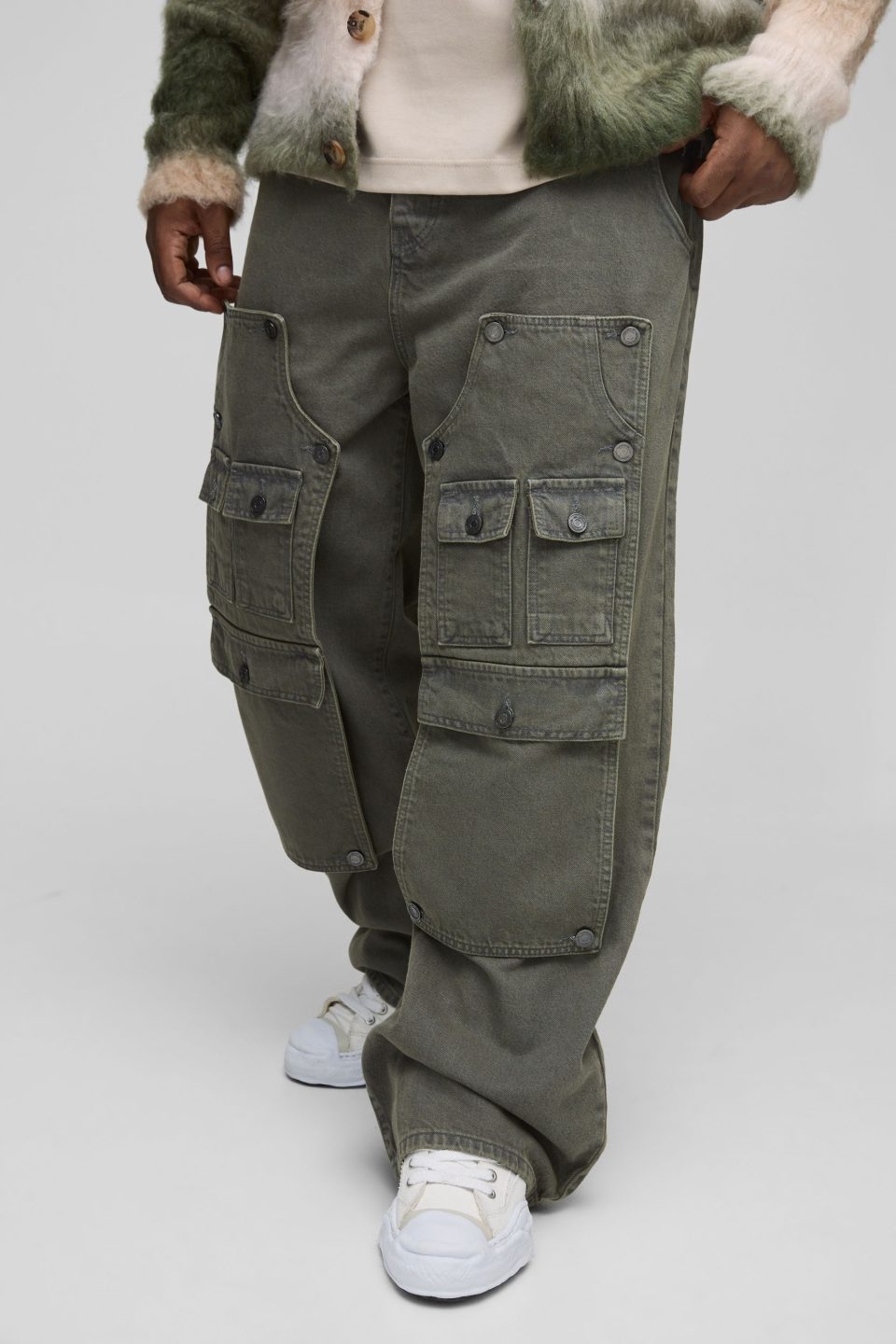 Plus Removable Carpenter Panel Relaxed Fit Cargo Jeans