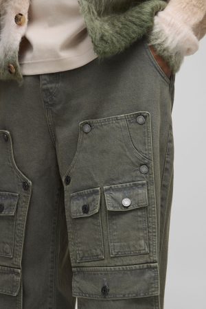 Plus Removable Carpenter Panel Relaxed Fit Cargo Jeans