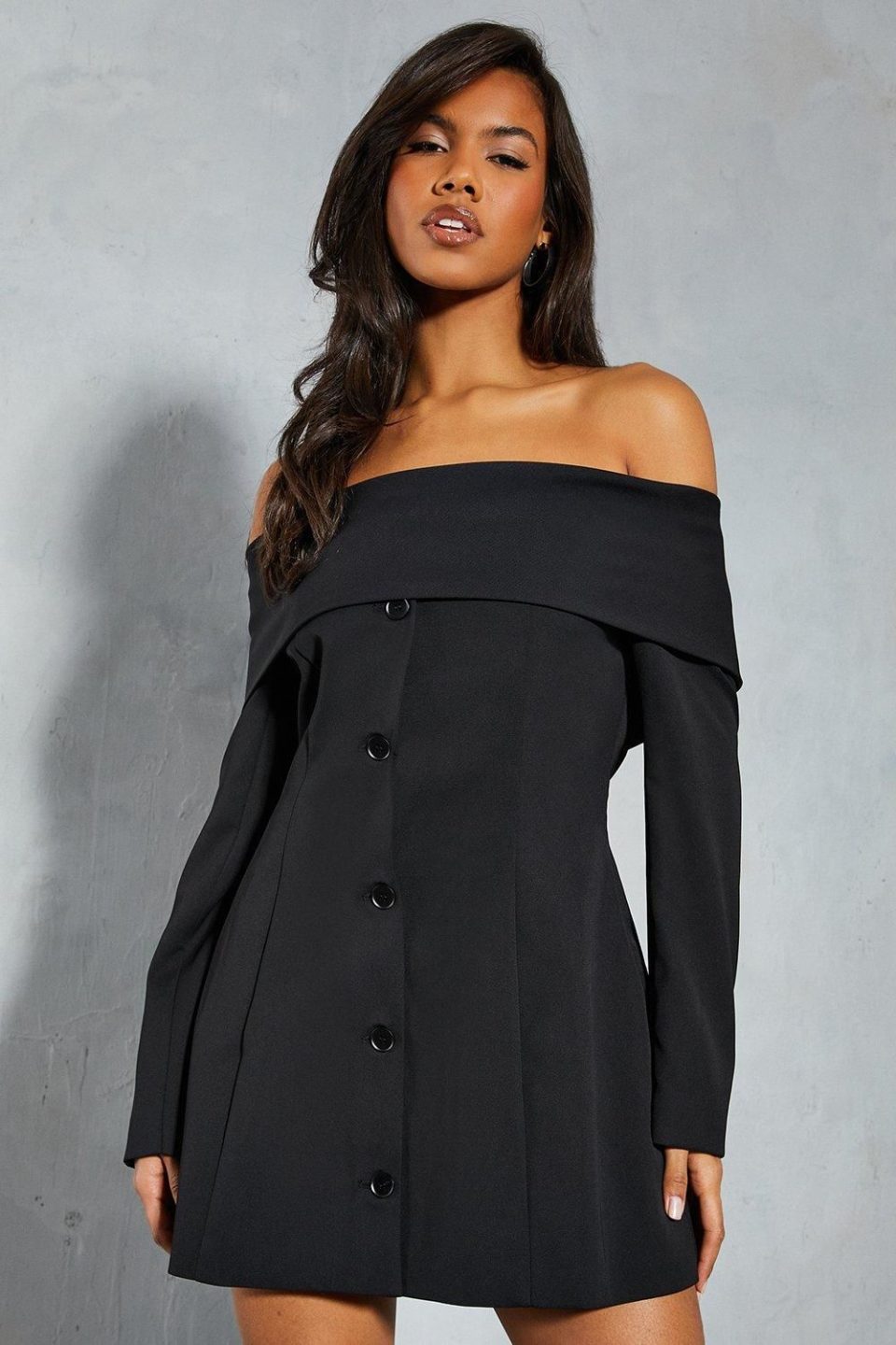 Tailored Bardot Blazer Mini Dress