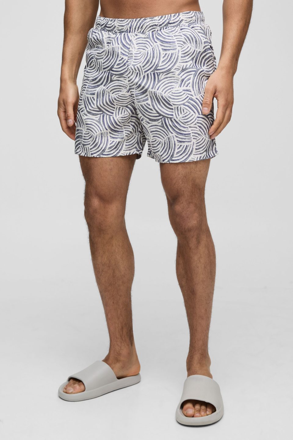 Pattern Printed Mid Length Swim Short