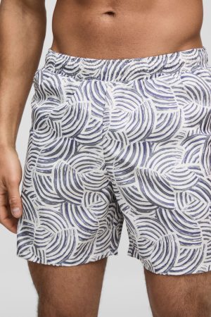 Pattern Printed Mid Length Swim Short