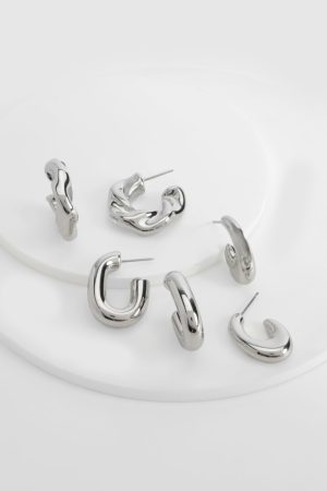 Silver Chunky Hoop Multipack Earrings