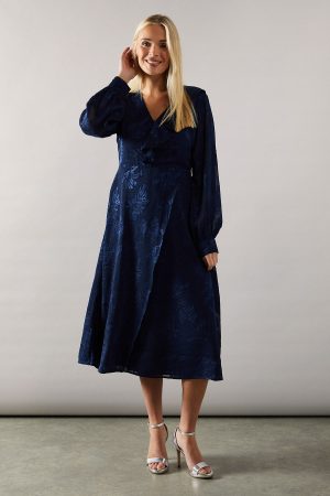 Petite Floral Burn Out Asymmetric Ruffle Midi Dress