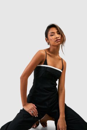 Boxer Detail Strappy Jumpsuit