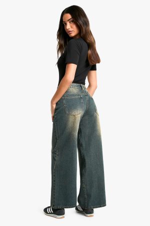Petite Low Rise Vintage Tint Baggy Boyfriend Jeans