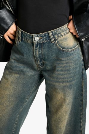 Petite Low Rise Vintage Tint Baggy Boyfriend Jeans