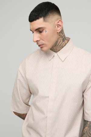 Tall Oversized Western Slogan Stripe Shirt