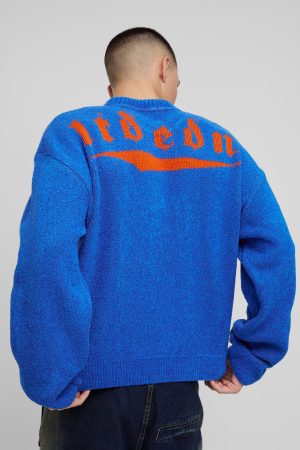 Oversized Fluffy Jacquard Graphic Knitted Jumper