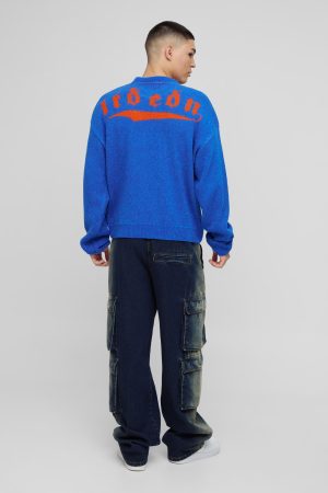 Oversized Fluffy Jacquard Graphic Knitted Jumper