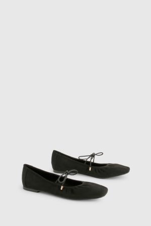 Ruched Tie Ballet Flats