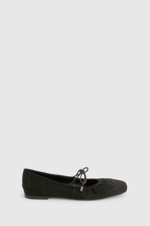 Ruched Tie Ballet Flats