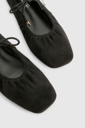 Ruched Tie Ballet Flats