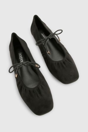 Ruched Tie Ballet Flats