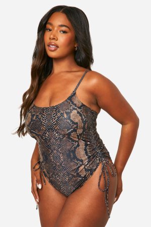 Plus Ruched Side Snake Swimsuit