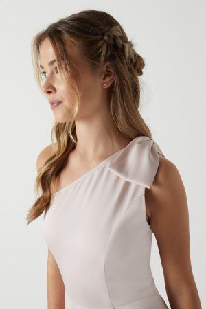 Teen Coast One Shoulder Bow Bridesmaids Dress
