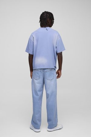 Relaxed Fit All Over Rhinestone Embellished Lilac Jeans
