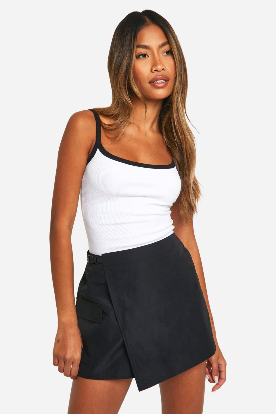 Poplin Wrap Buckle Detail Skorts