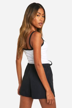 Poplin Wrap Buckle Detail Skorts