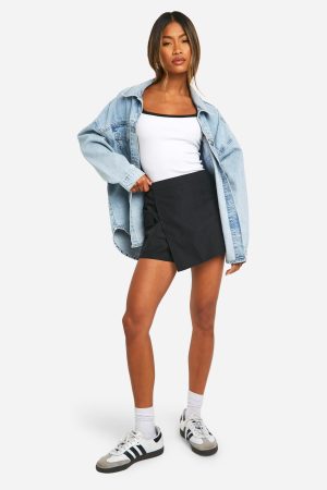 Poplin Wrap Buckle Detail Skorts
