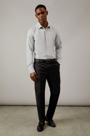 Light Grey Textured Tailored Fit Shirt