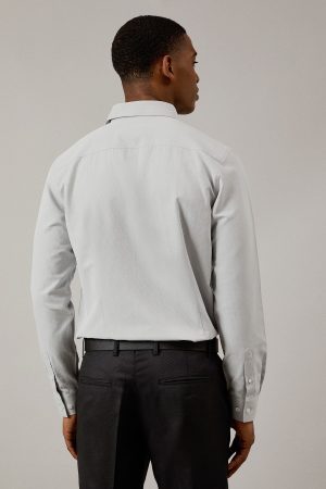 Light Grey Textured Tailored Fit Shirt