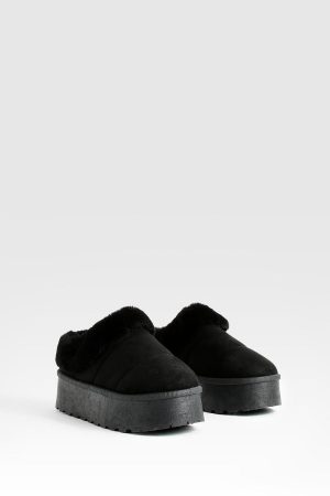 Platform Fur Lined Cosy Mules