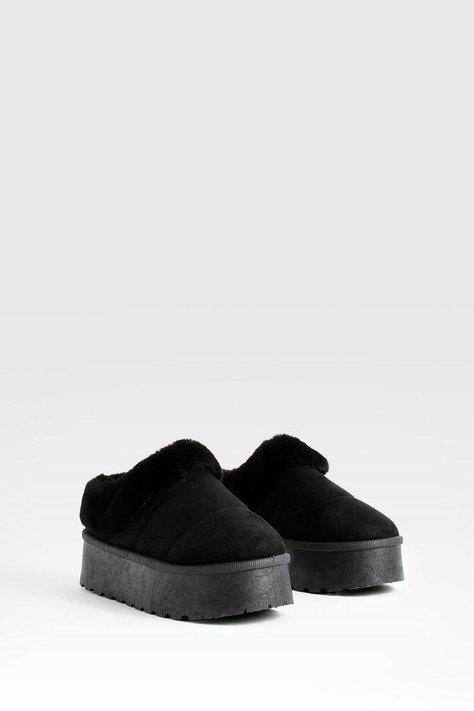 Platform Fur Lined Cosy Mules