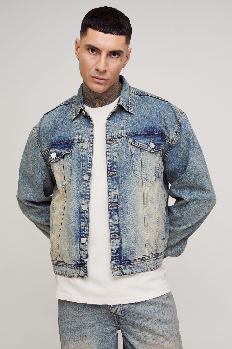 Tall Stonewash Boxy Oversized Denim Jacket