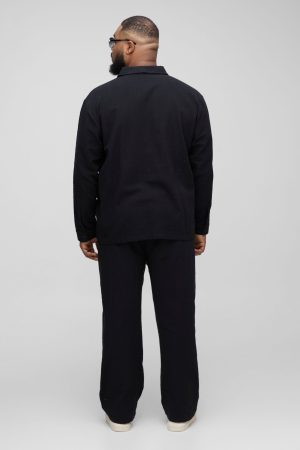 Plus Linen Oversized Long Sleeve Shirt